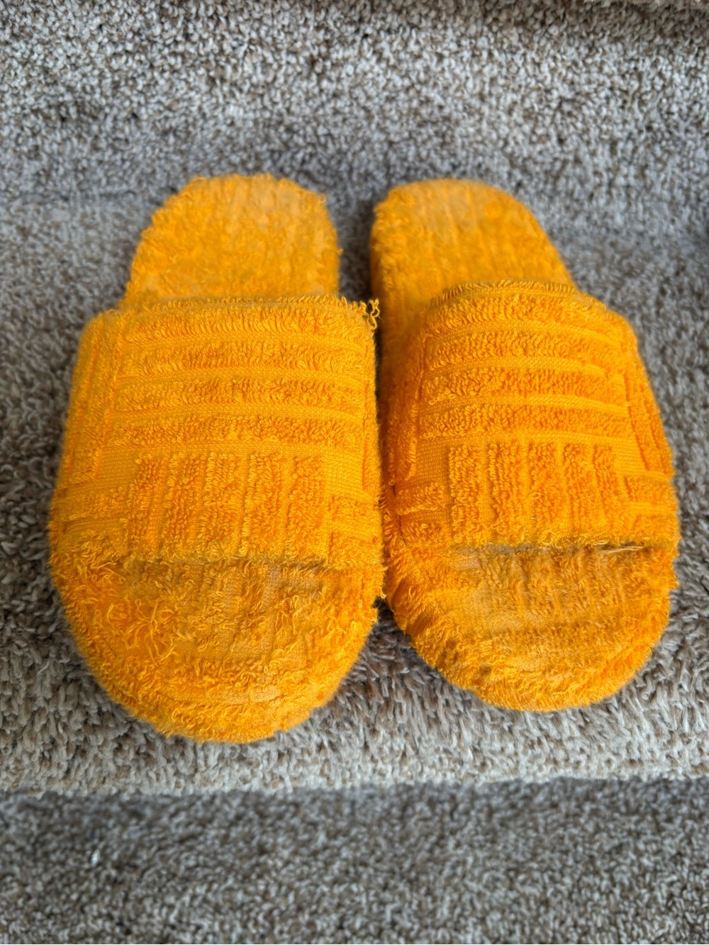 Bottega Veneta Women’s Orange Terry Fabric Resort Slippers
